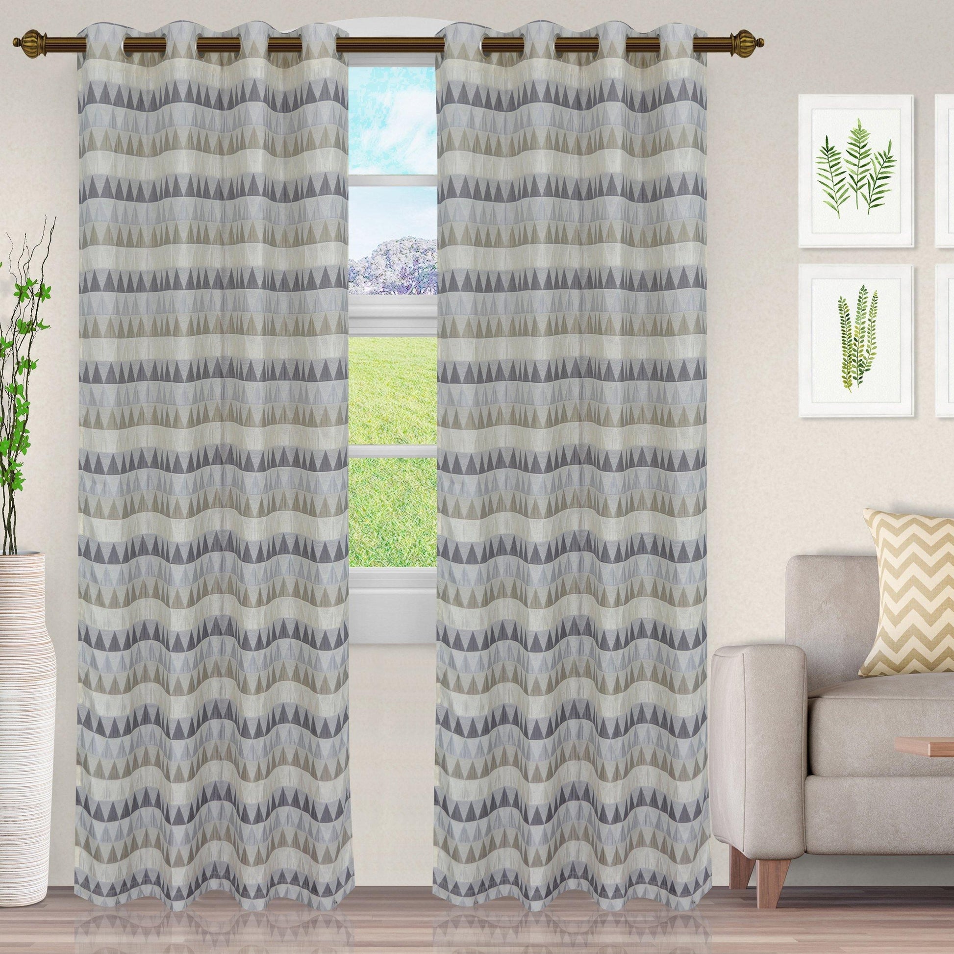 Scalene Opaque Light Filtering Shimmer Sand Dune Jacquard Curtain Set FredCo