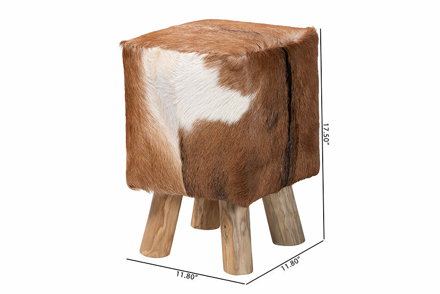 Scotlyn Genuine Goat Leather Footstool FredCo