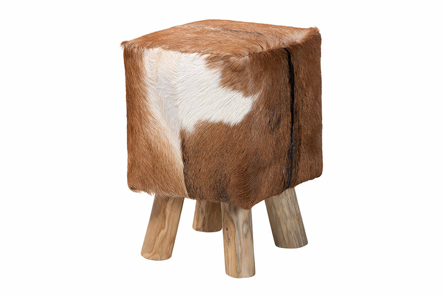 Scotlyn Genuine Goat Leather Footstool FredCo