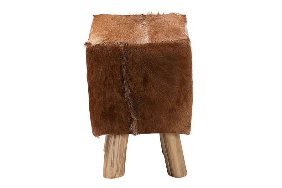 Scotlyn Genuine Goat Leather Footstool FredCo