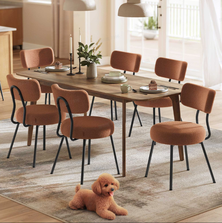 VASAGLE Boucle Dining Chairs Set of 6, Upholstered Kitchen Chairs