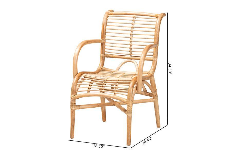 Seminyak Modern Bohemian Natural Rattan Lounge Chair FredCo