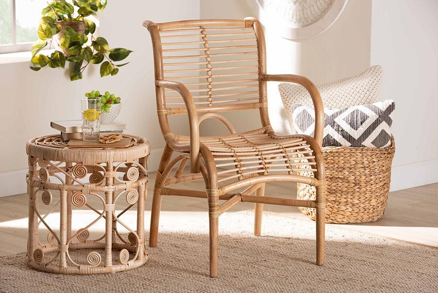 Seminyak Modern Bohemian Natural Rattan Lounge Chair FredCo