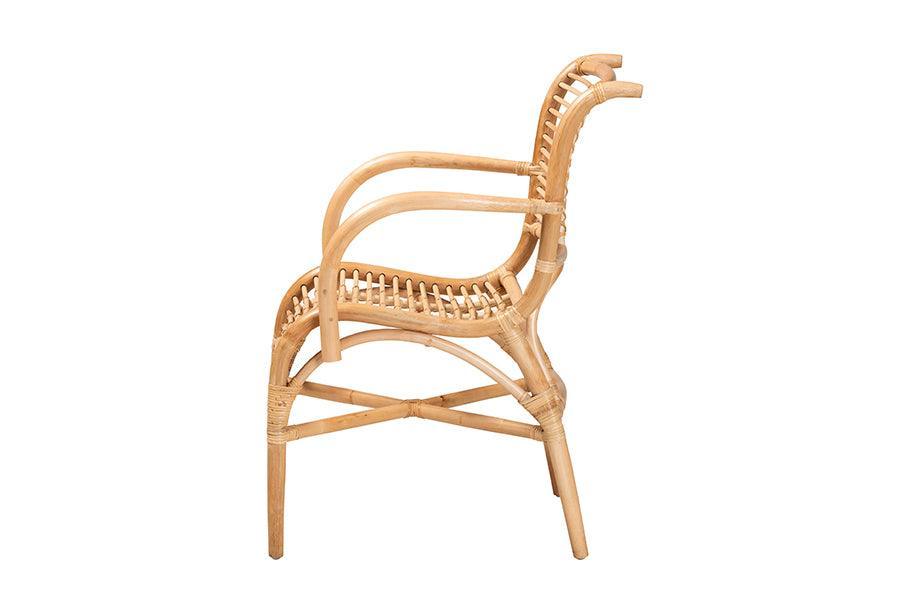 Seminyak Modern Bohemian Natural Rattan Lounge Chair FredCo
