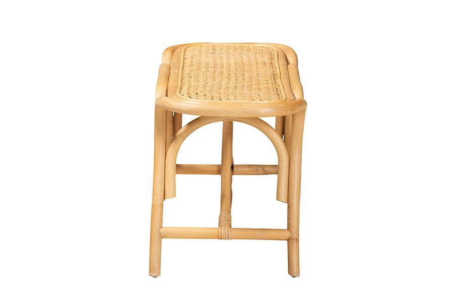 Septa Modern Bohemian Natural Brown Rattan Accent Bench FredCo
