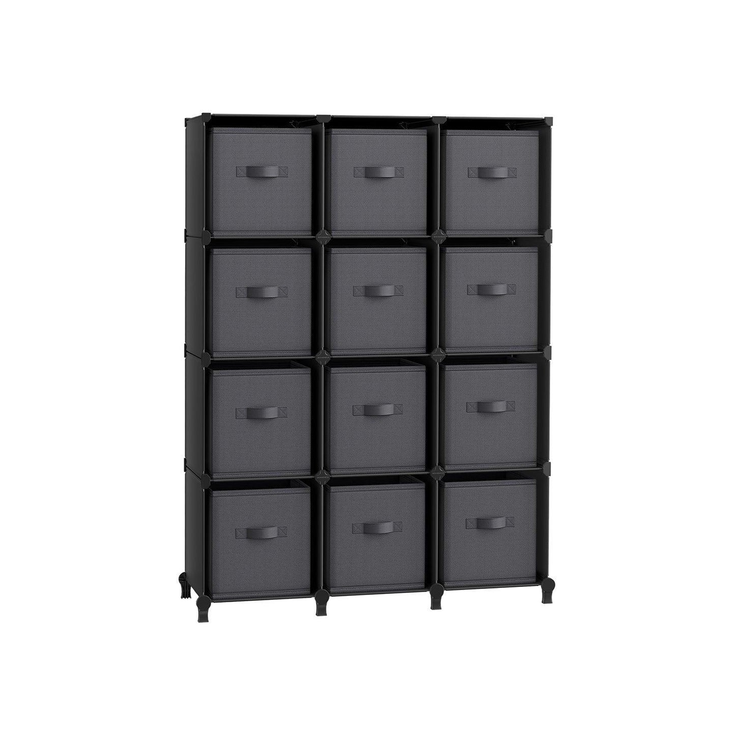 Set of 12-Cube Organizer Ink Black and Dove Gray FredCo