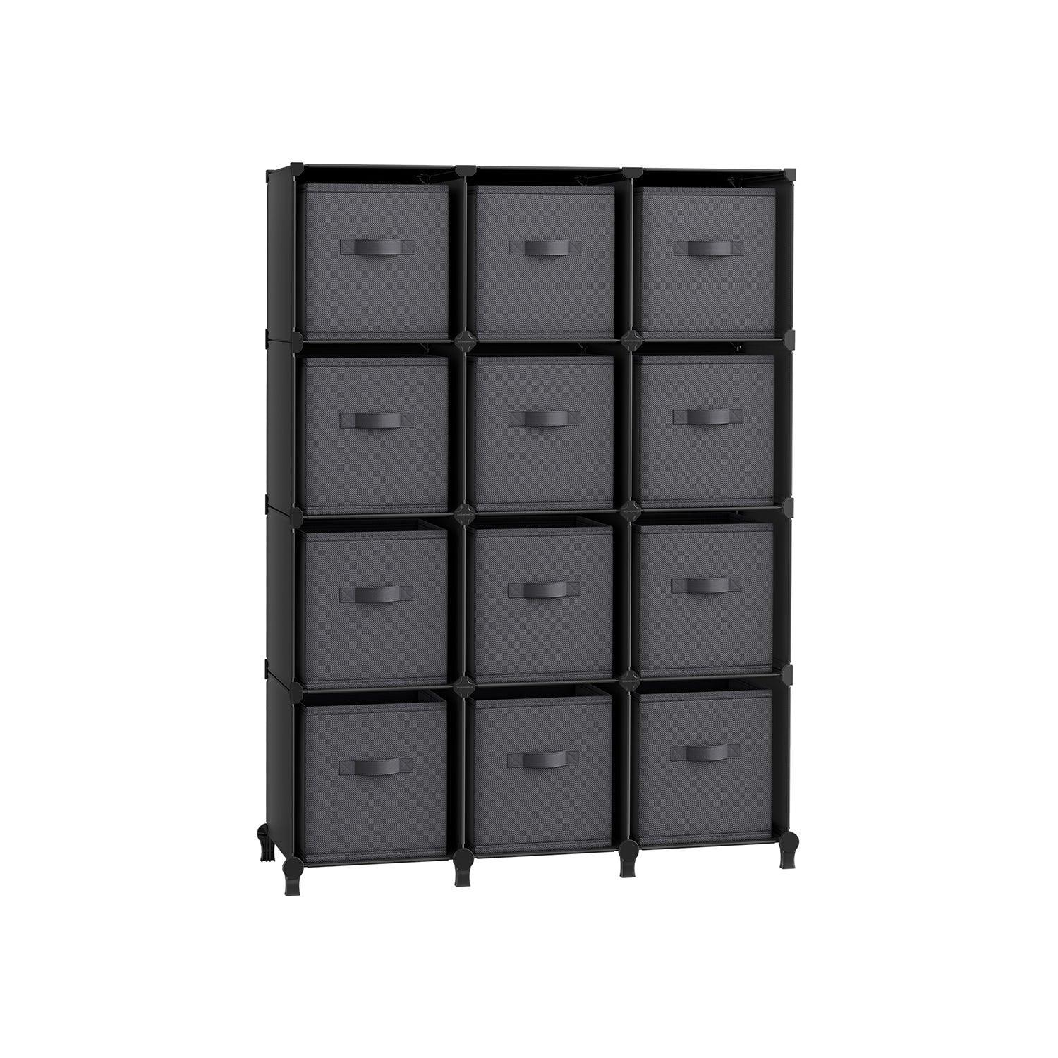 Set of 12-Cube Organizer Ink Black and Dove Gray FredCo