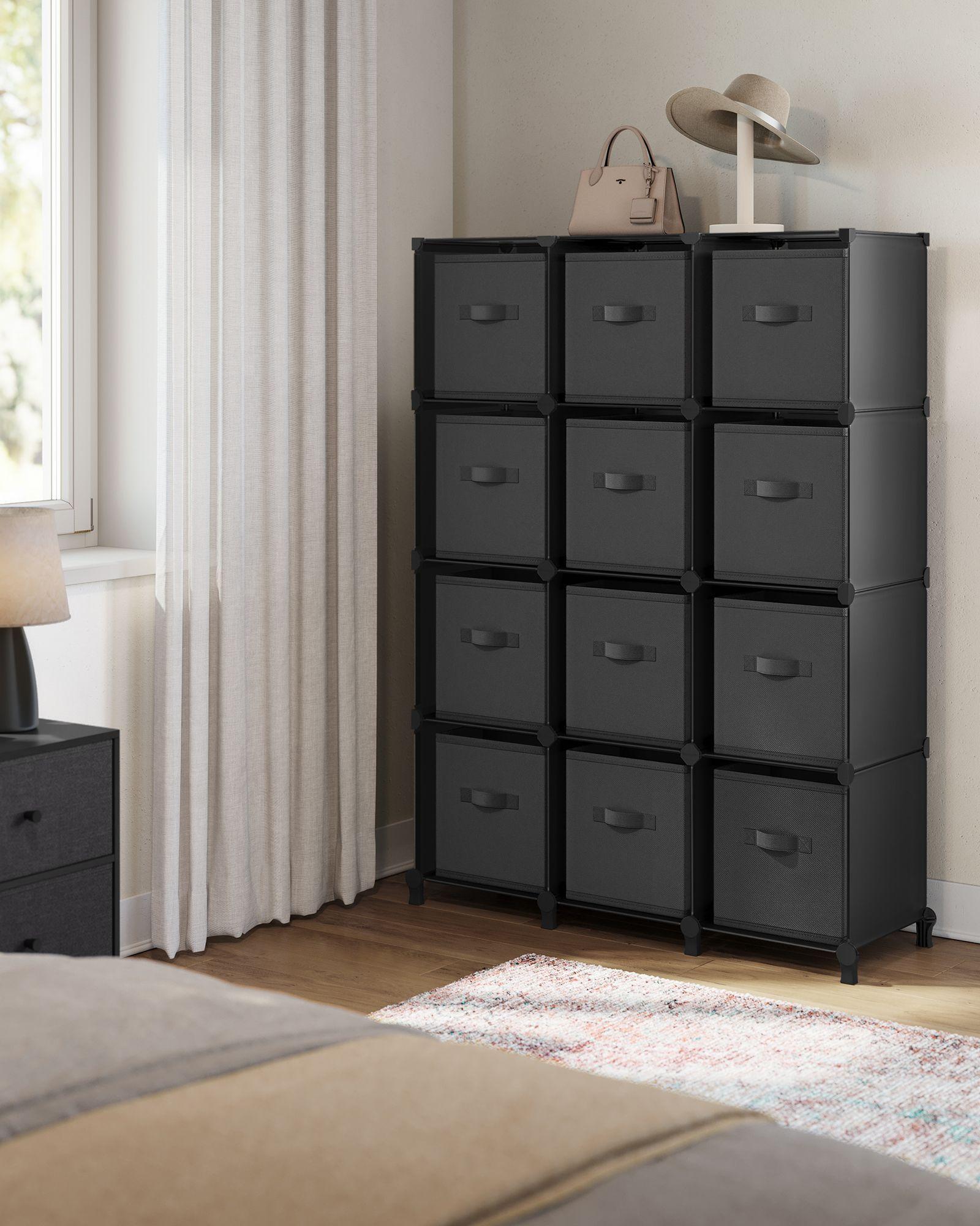 Set of 12-Cube Organizer Ink Black and Dove Gray FredCo