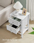 Set of 2 Bamboo Nightstands Cloud White FredCo