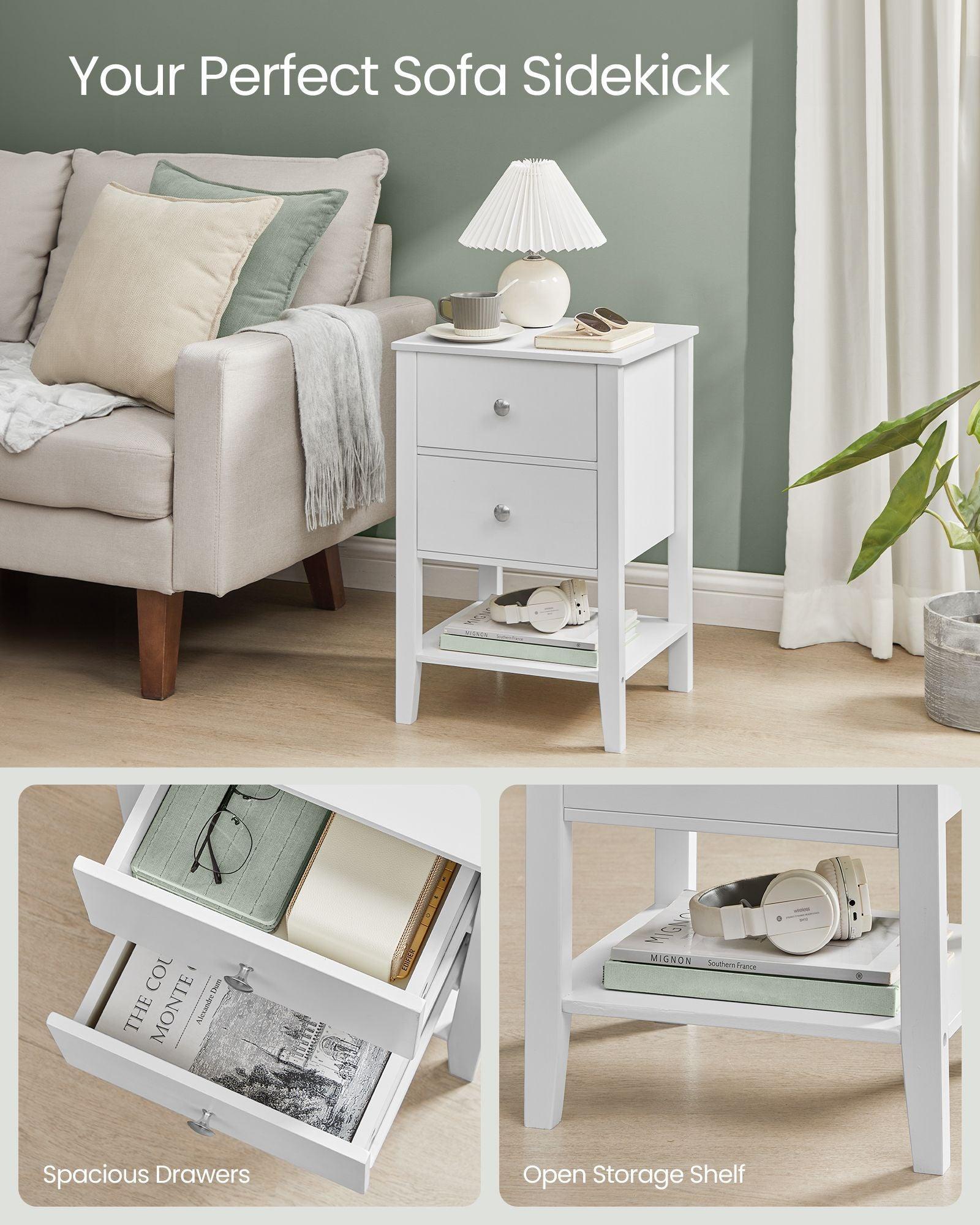 Set of 2 Bamboo Nightstands Cloud White FredCo