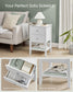 Set of 2 Bamboo Nightstands Cloud White FredCo