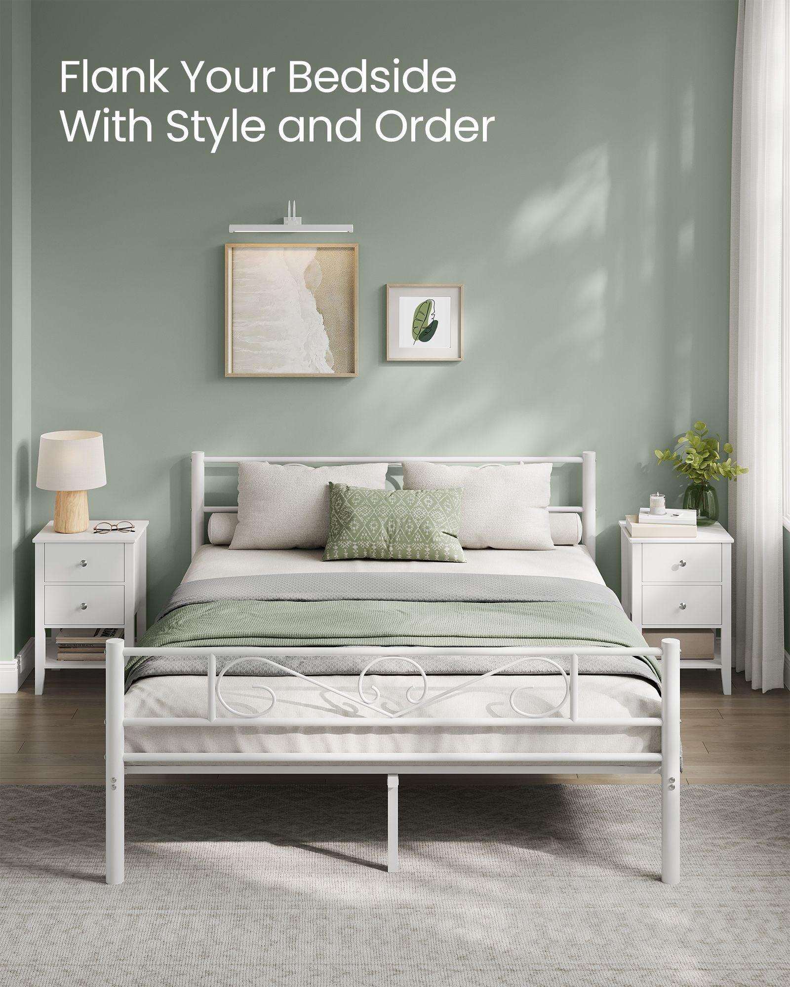 Set of 2 Bamboo Nightstands Cloud White FredCo