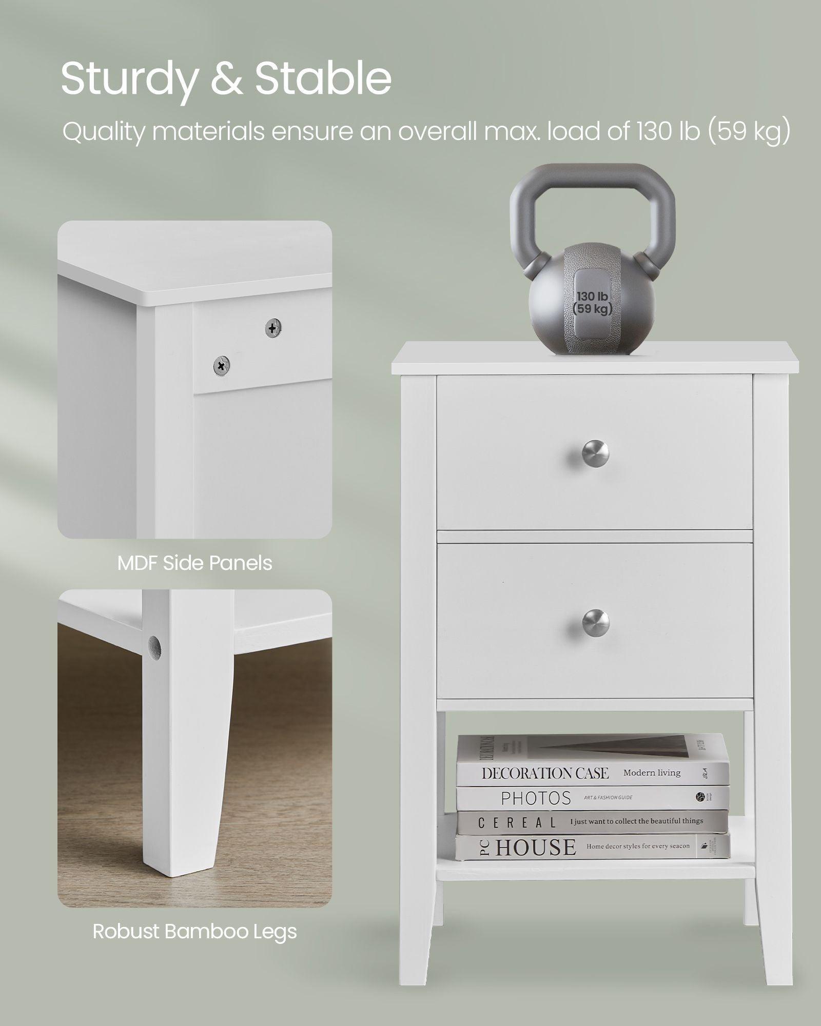 Set of 2 Bamboo Nightstands Cloud White FredCo