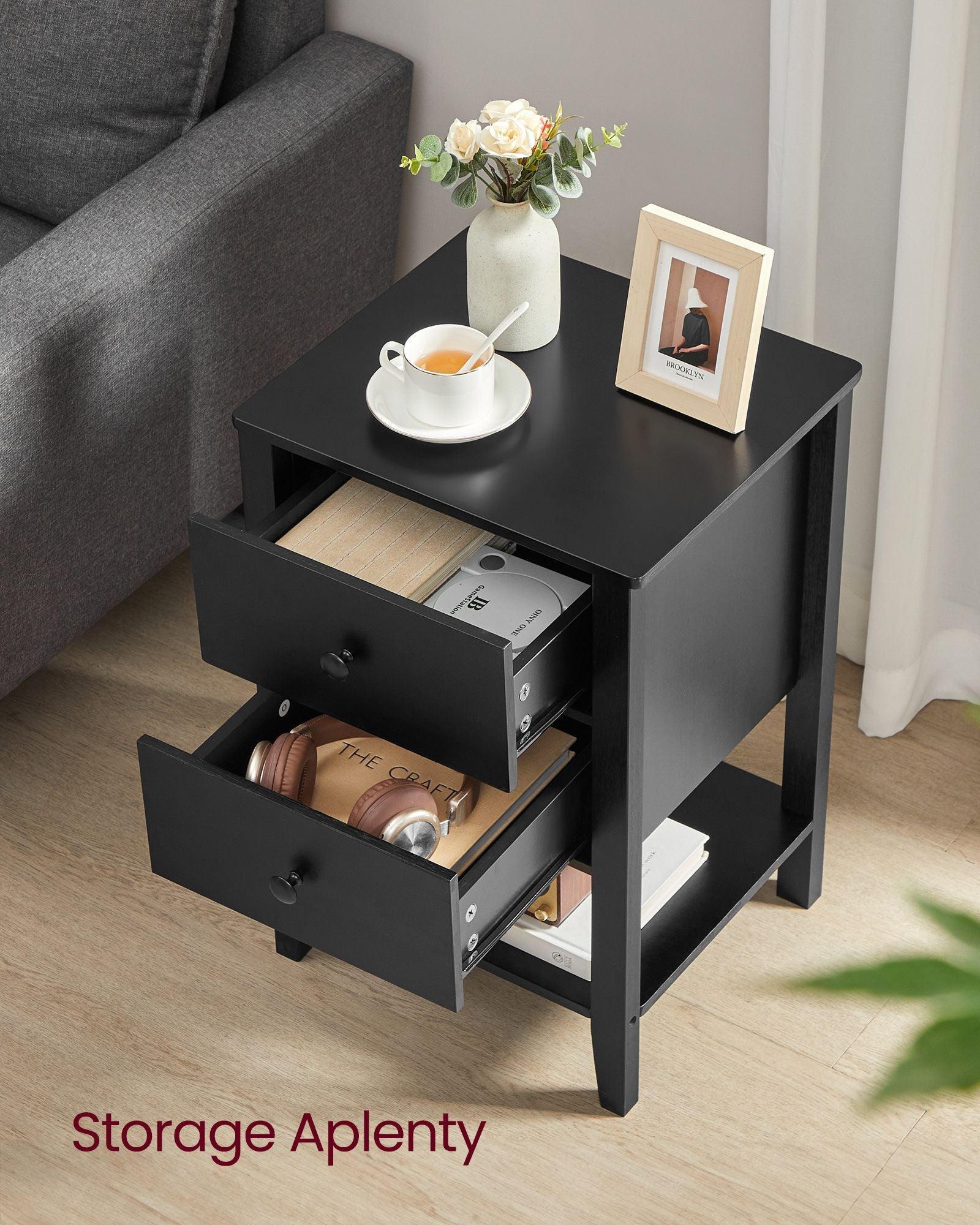 Set of 2 Bamboo Nightstands Ink Black FredCo