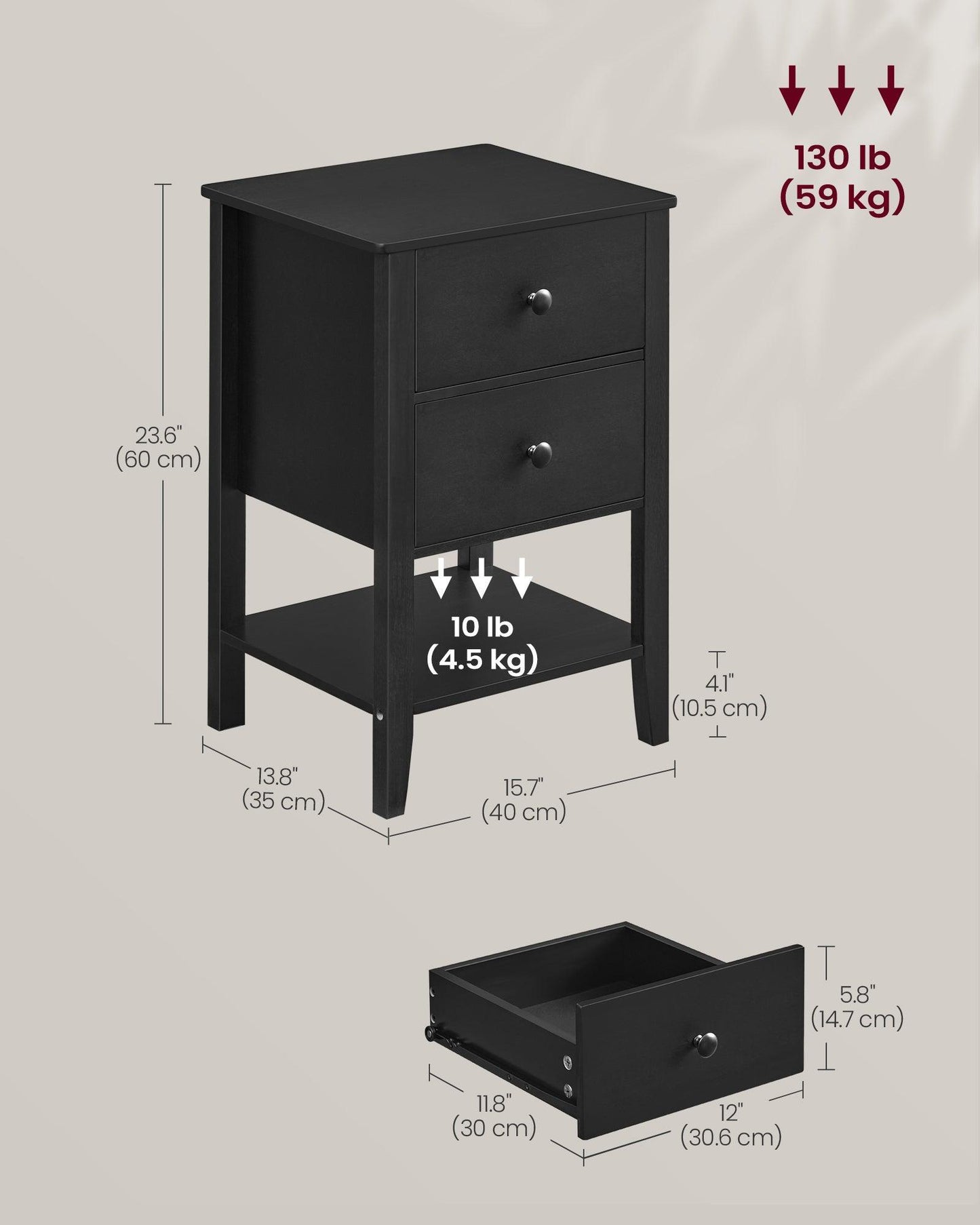 Set of 2 Bamboo Nightstands Ink Black FredCo
