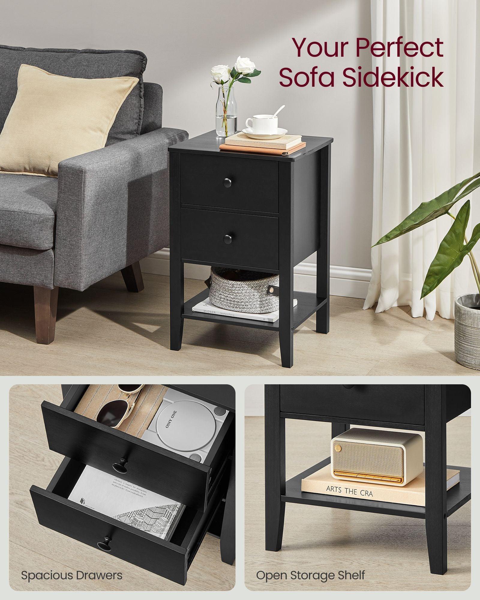 Set of 2 Bamboo Nightstands Ink Black FredCo