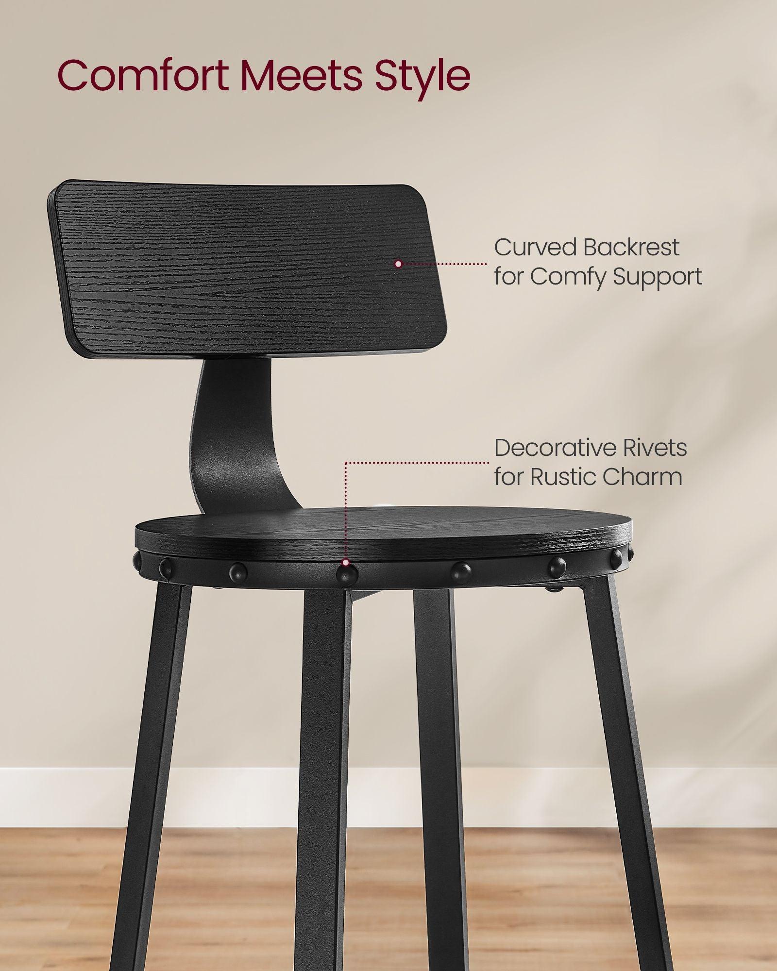 Set of 2 Bar Stools Black FredCo