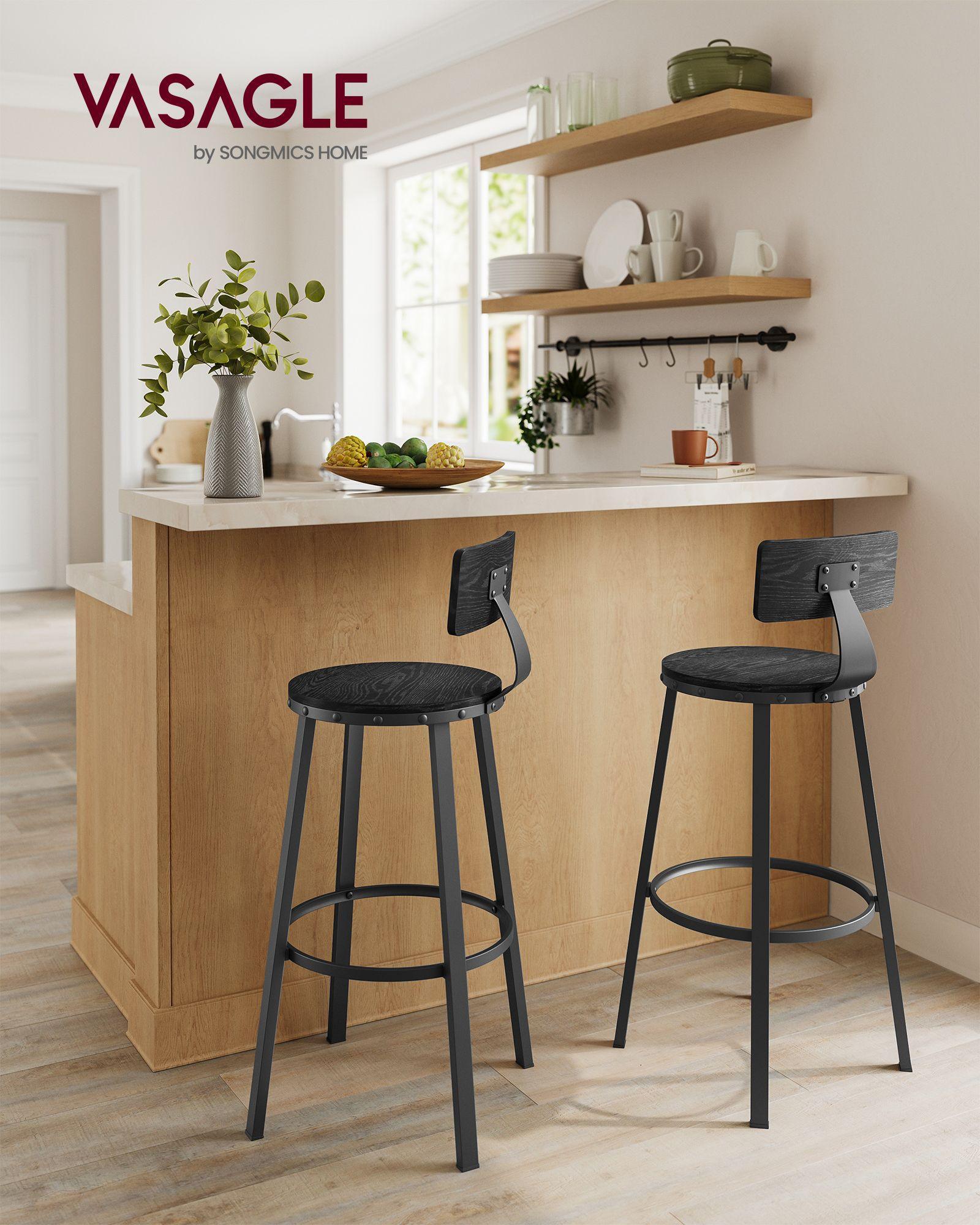 Set of 2 Bar Stools Black FredCo