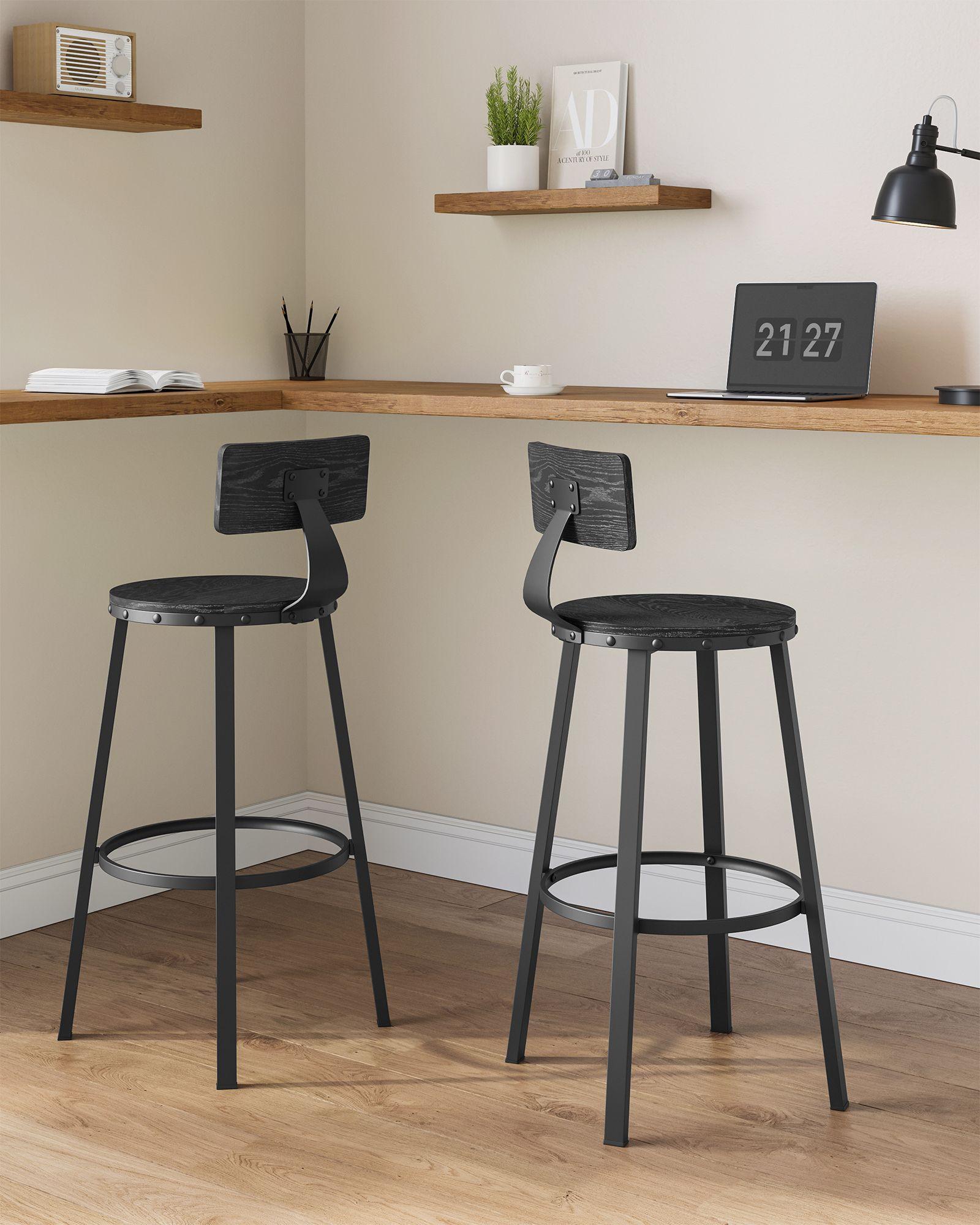 Set of 2 Bar Stools Black FredCo