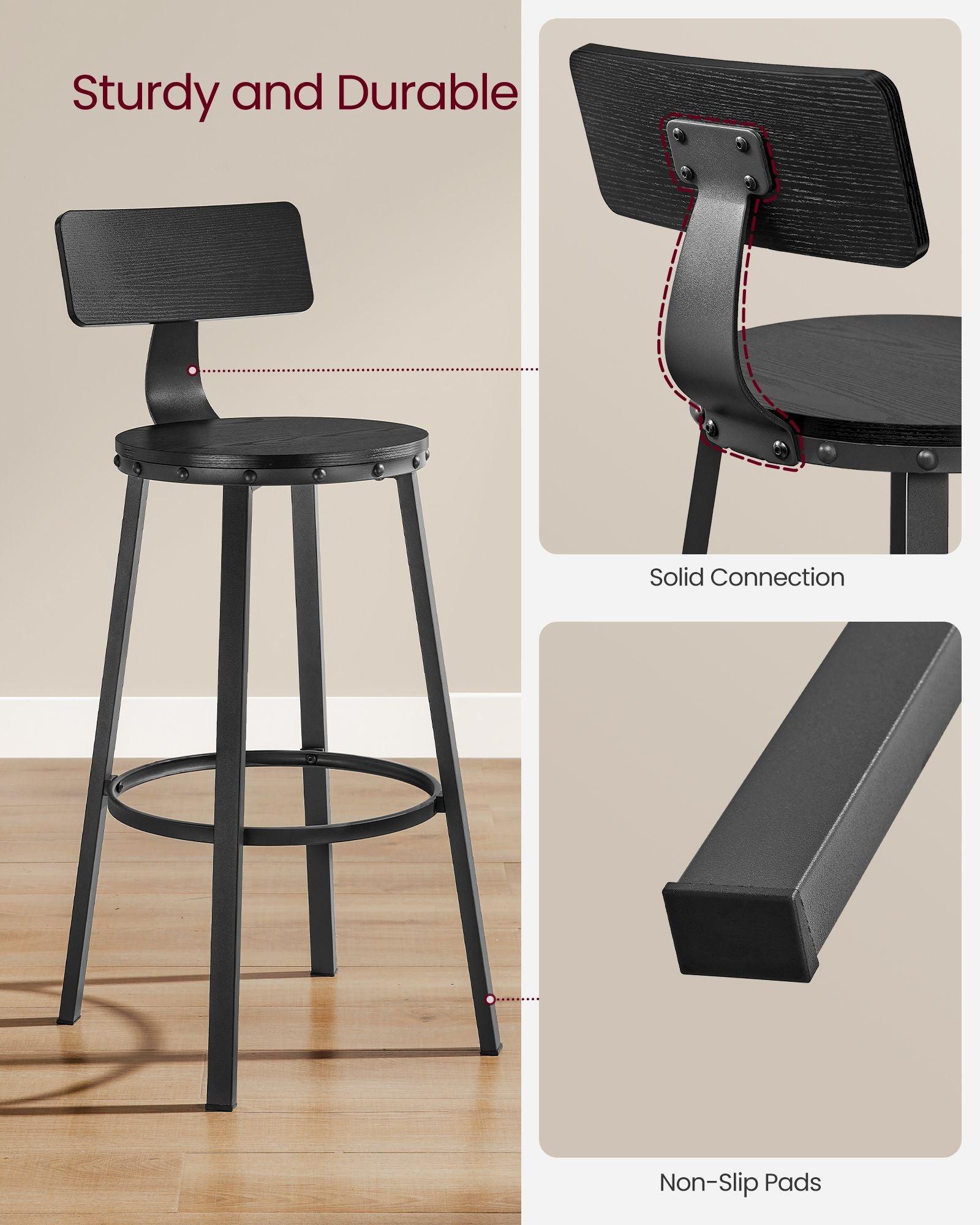 Set of 2 Bar Stools Black FredCo