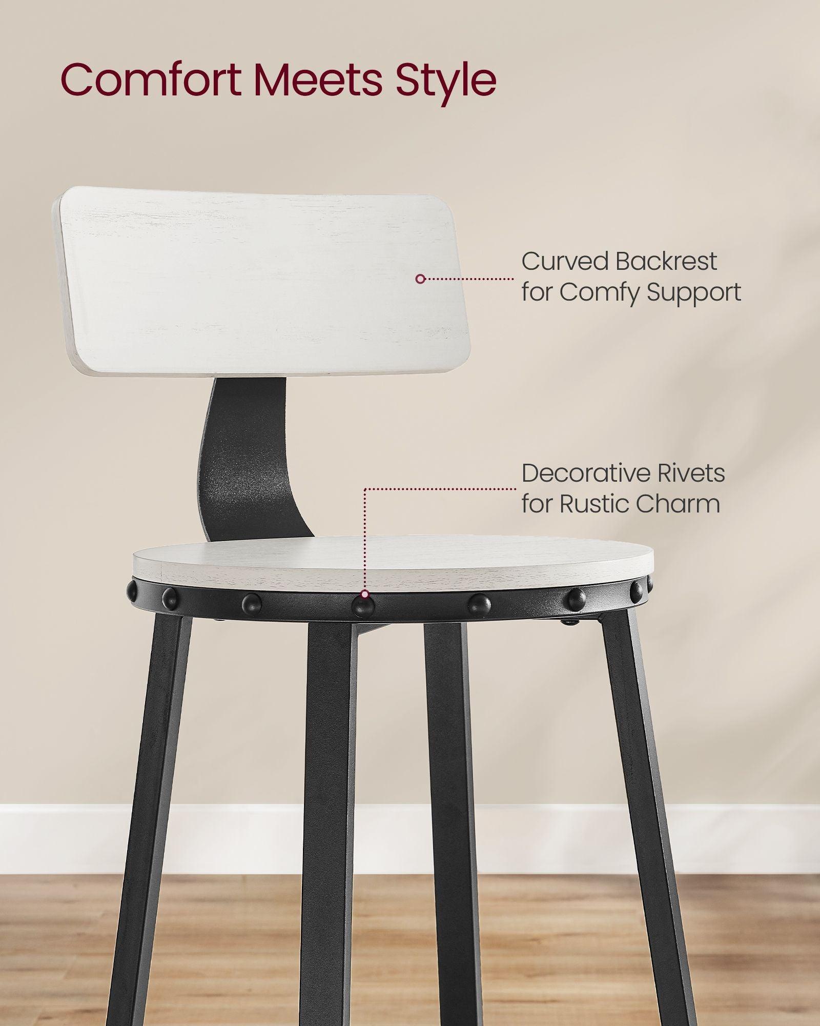 Set of 2 Bar Stools White and Black FredCo