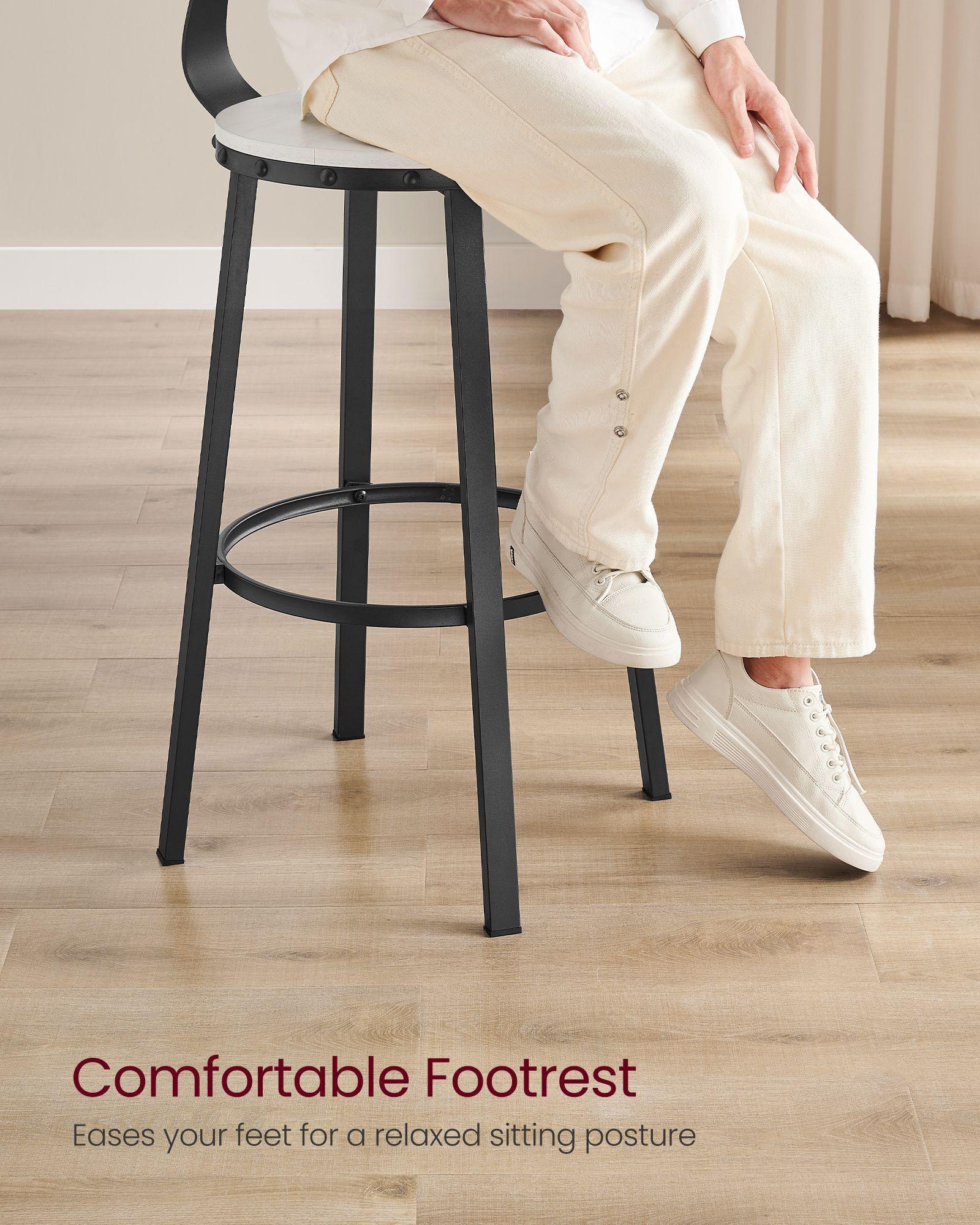 Set of 2 Bar Stools White and Black FredCo
