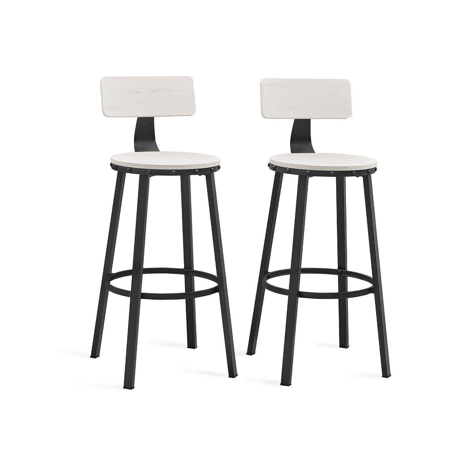 Set of 2 Bar Stools White and Black FredCo