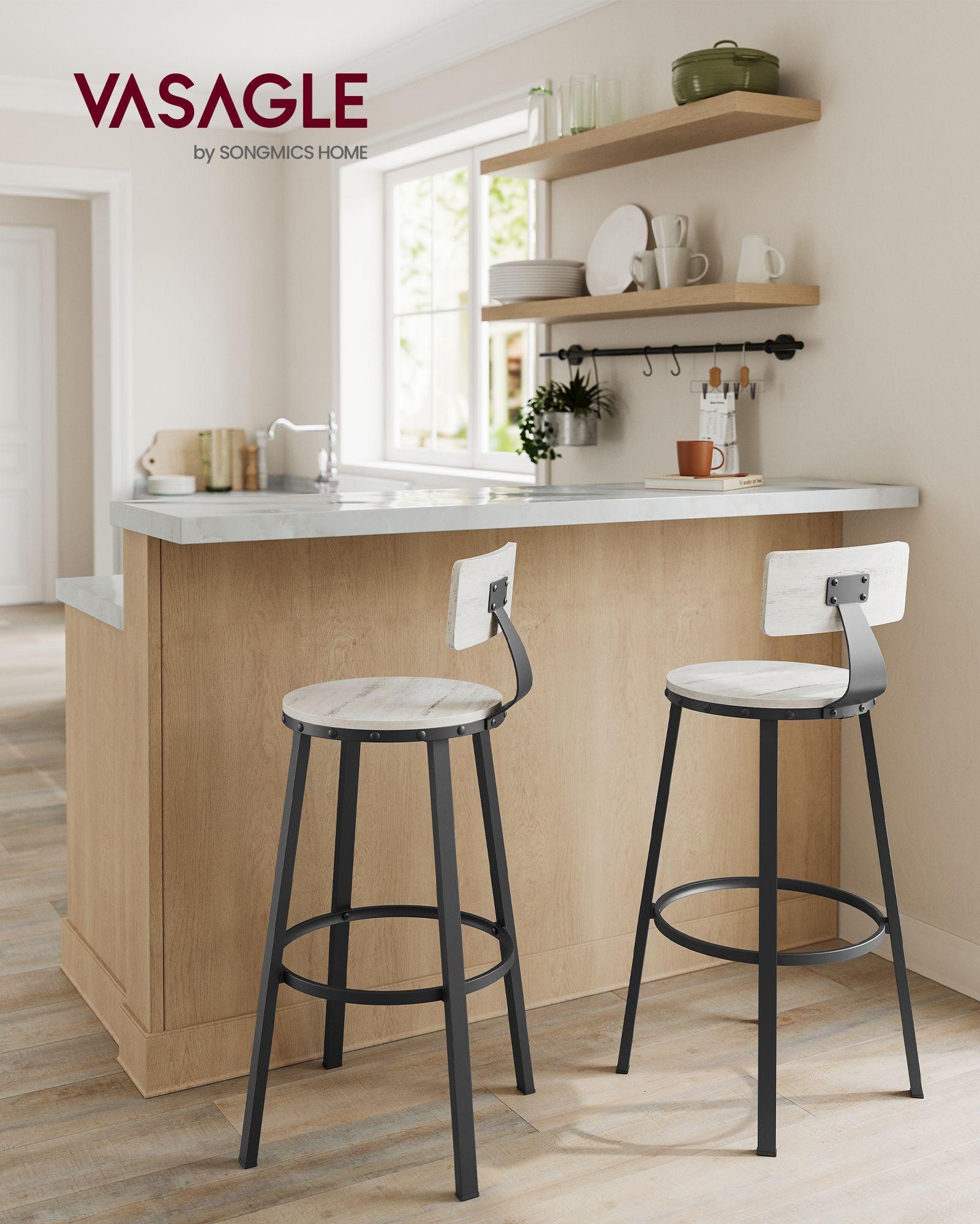 Set of 2 Bar Stools White and Black FredCo