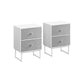 Set of 2 Bed Side Tables with Fabric Drawers Cloud White and Dove FredCo