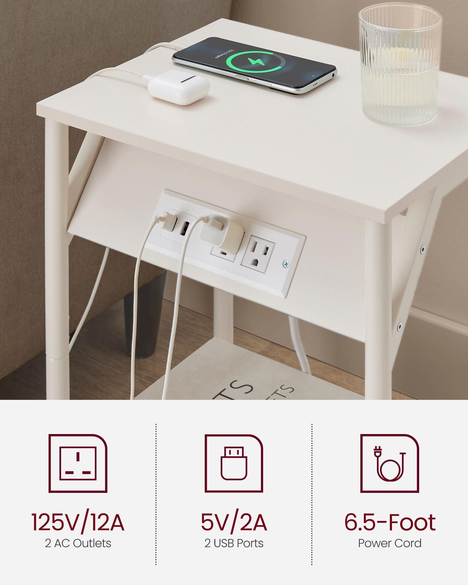 Set of 2 End Table White FredCo