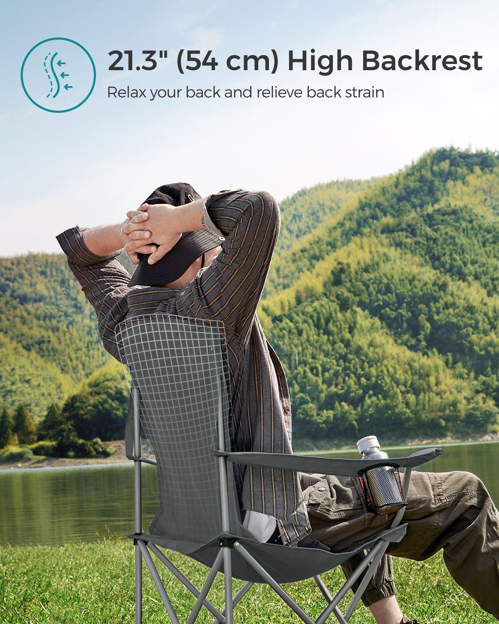 Set of 2 Folding Camping Chairs Max. Capacity 330 lb Slate Gray FredCo