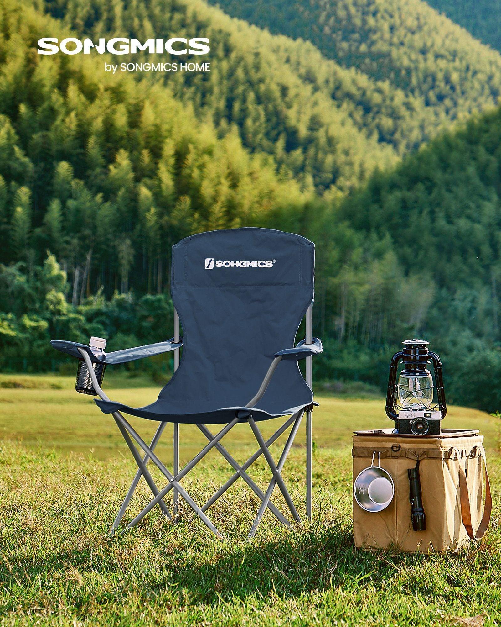Set of 2 Folding Camping Chairs Max. Capacity 330 lb Twilight Blue FredCo