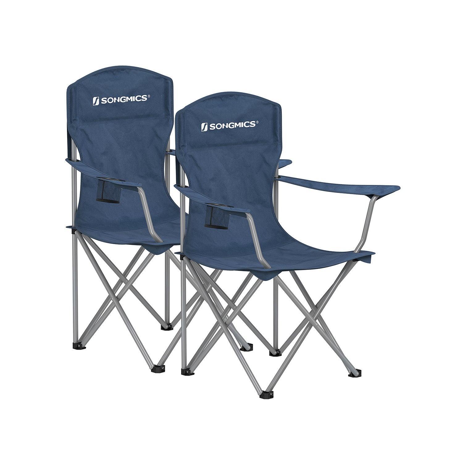 Set of 2 Folding Camping Chairs Max. Capacity 330 lb Twilight Blue FredCo