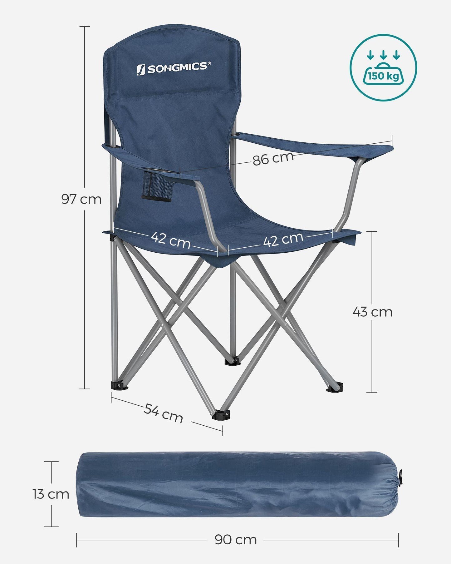 Set of 2 Folding Camping Chairs Max. Capacity 330 lb Twilight Blue FredCo
