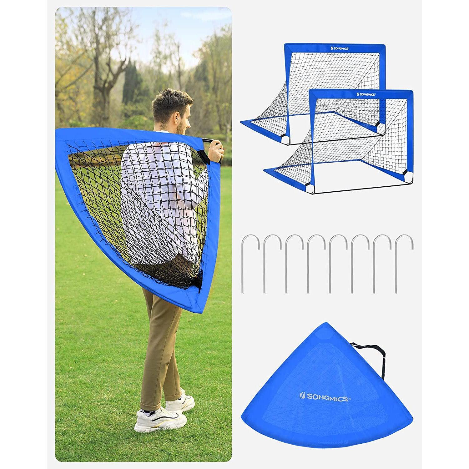Set of 2 Folding Children's Soccer Goal Blue FredCo