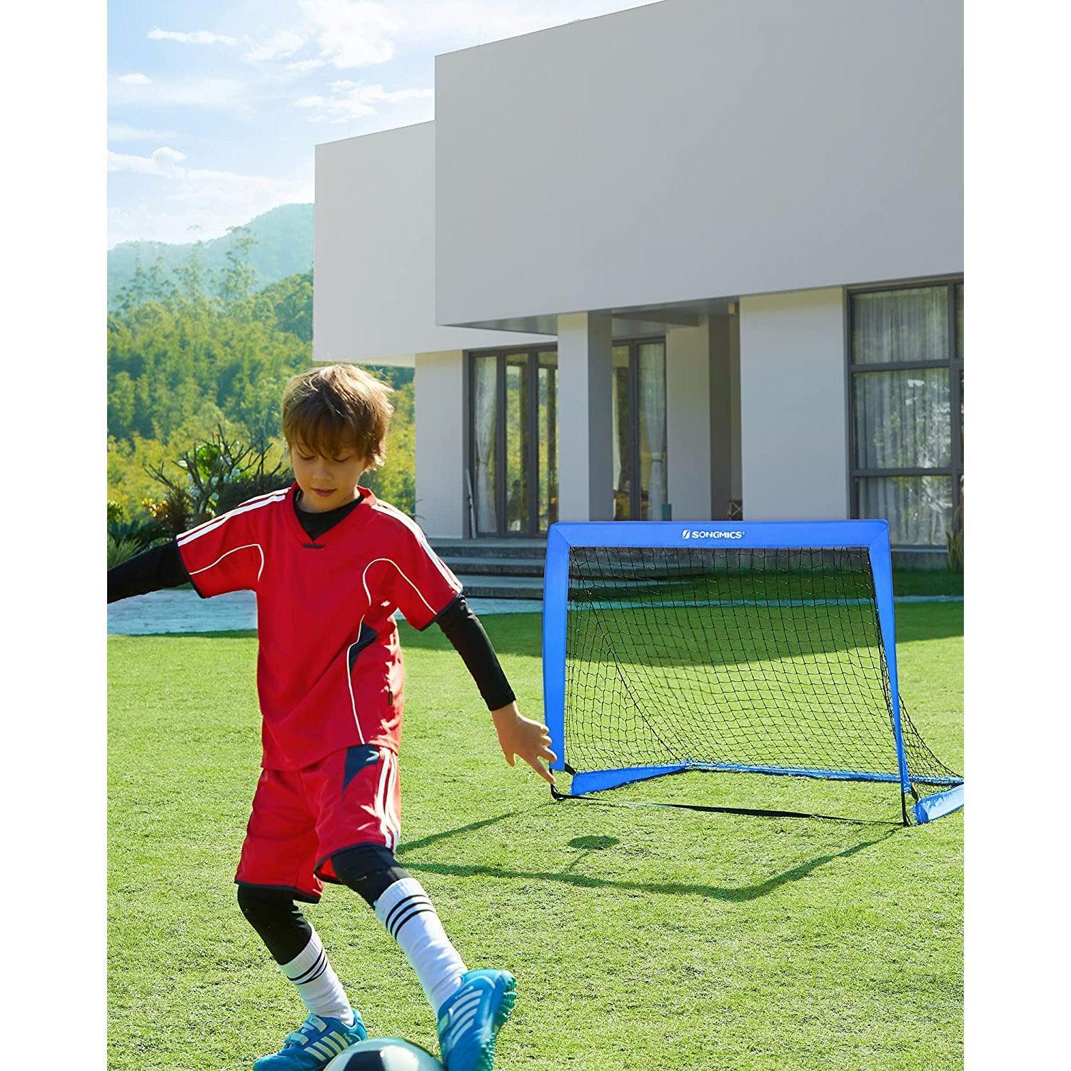 Set of 2 Folding Children's Soccer Goal Blue FredCo