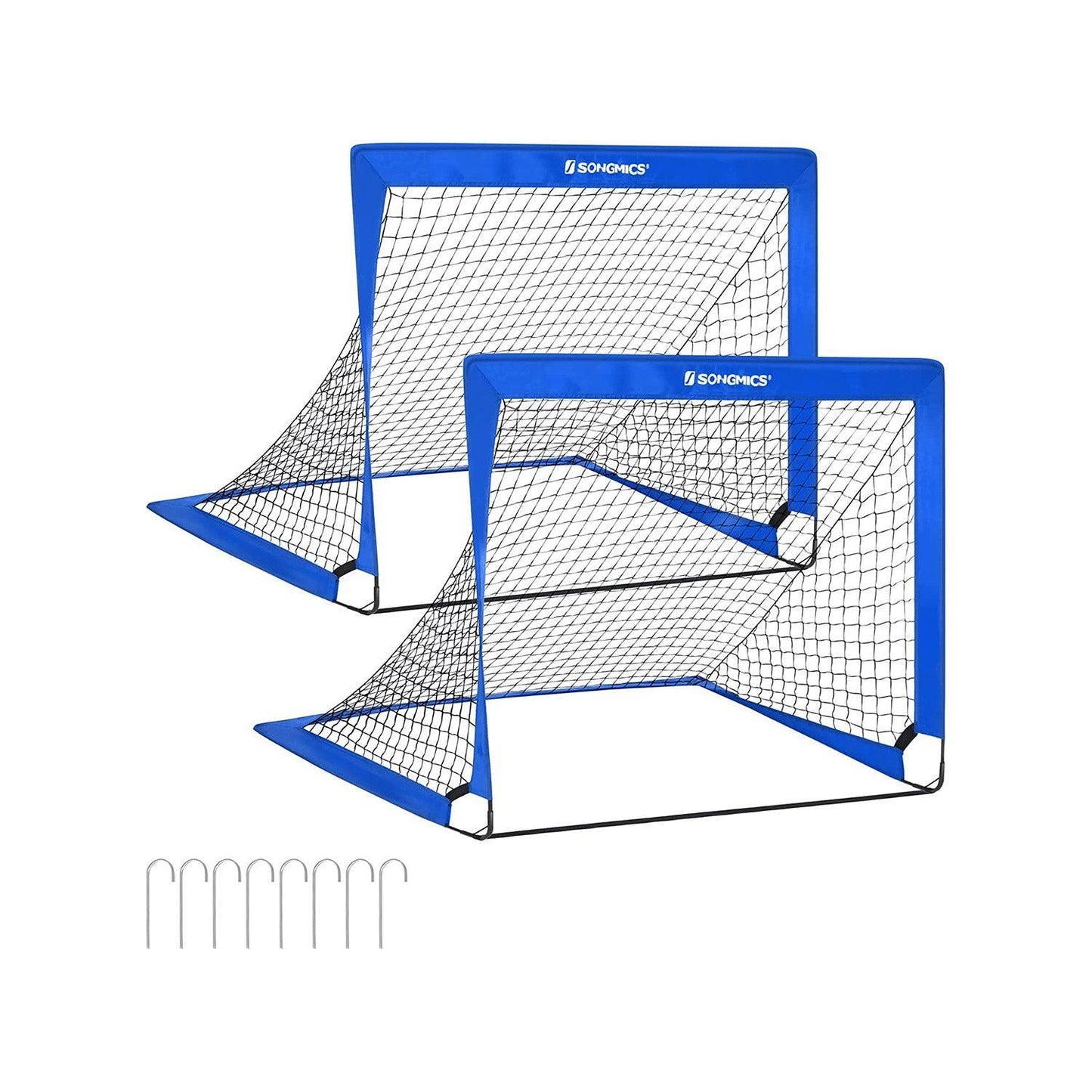 Set of 2 Folding Children's Soccer Goal Blue FredCo