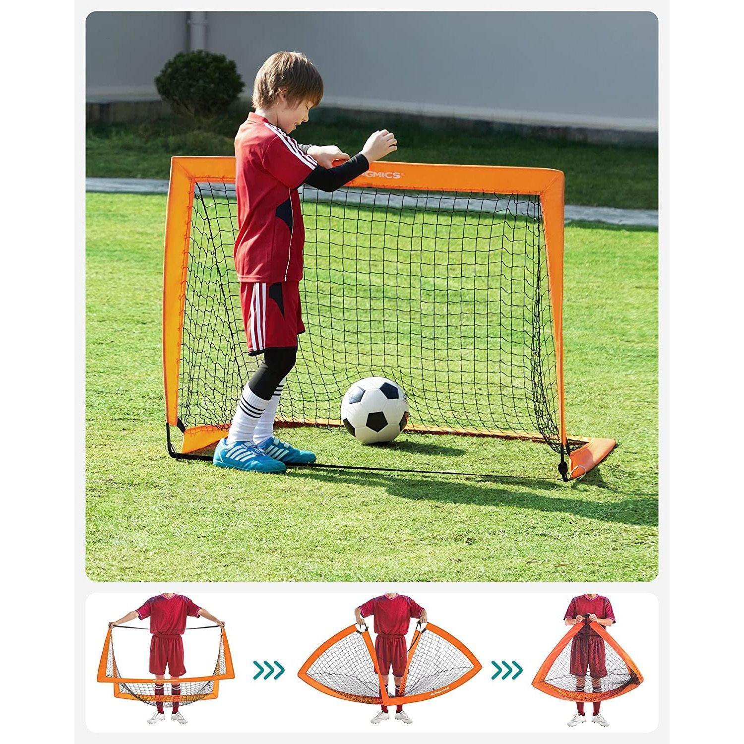 Set of 2 Folding Children's Soccer Goal Orange FredCo