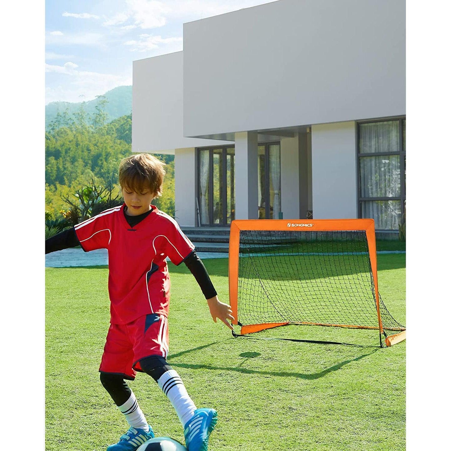 Set of 2 Folding Children's Soccer Goal Orange FredCo