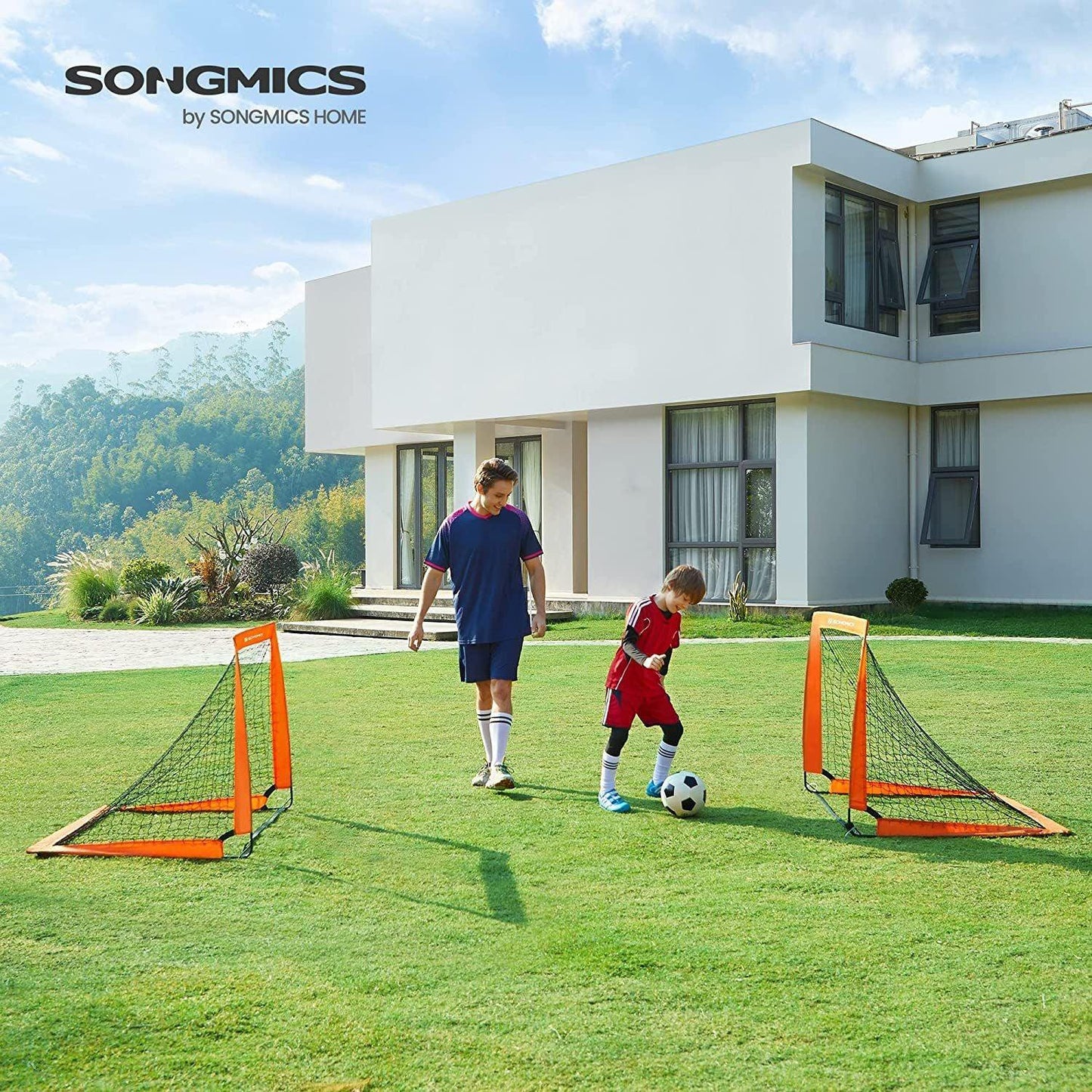 Set of 2 Folding Children's Soccer Goal Orange FredCo