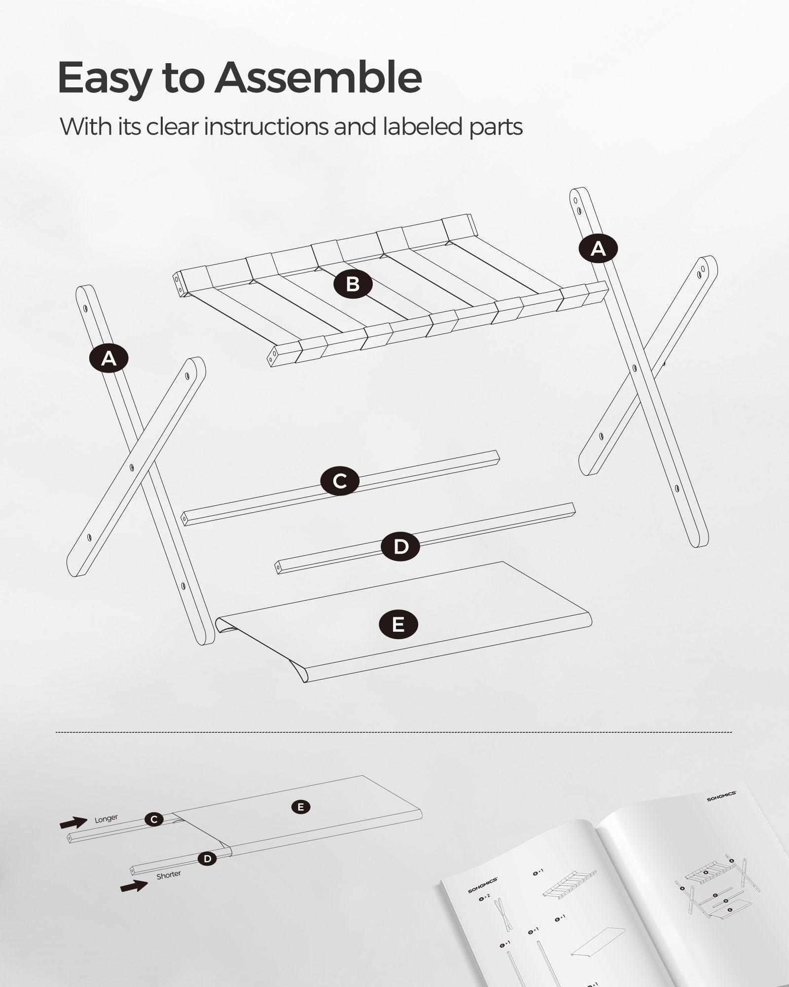 Set of 2 Folding Luggage Rack with Storage Shelf Chestnut Brown FredCo