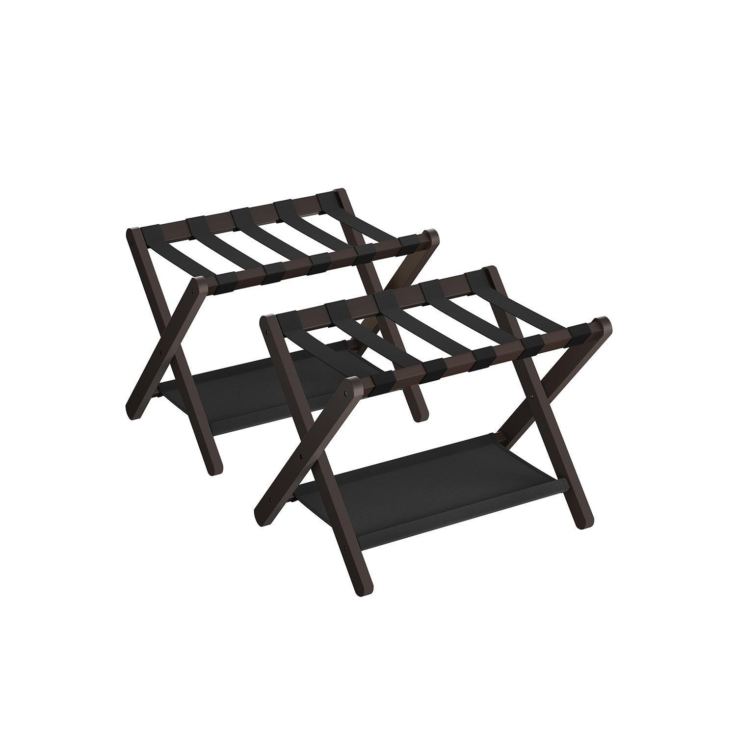 Set of 2 Folding Luggage Rack with Storage Shelf Chestnut Brown FredCo
