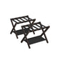 Set of 2 Folding Luggage Rack with Storage Shelf Chestnut Brown FredCo