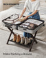 Set of 2 Folding Luggage Rack with Storage Shelf Chestnut Brown FredCo