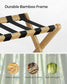 Set of 2 Folding Luggage Rack with Storage Shelf Natural Beige FredCo