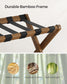 Set of 2 Folding Luggage Rack with Storage Shelf Walnut Brown FredCo