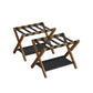 Set of 2 Folding Luggage Rack with Storage Shelf Walnut Brown FredCo