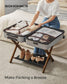 Set of 2 Folding Luggage Rack with Storage Shelf Walnut Brown FredCo