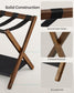Set of 2 Folding Luggage Rack with Storage Shelf Walnut Brown FredCo