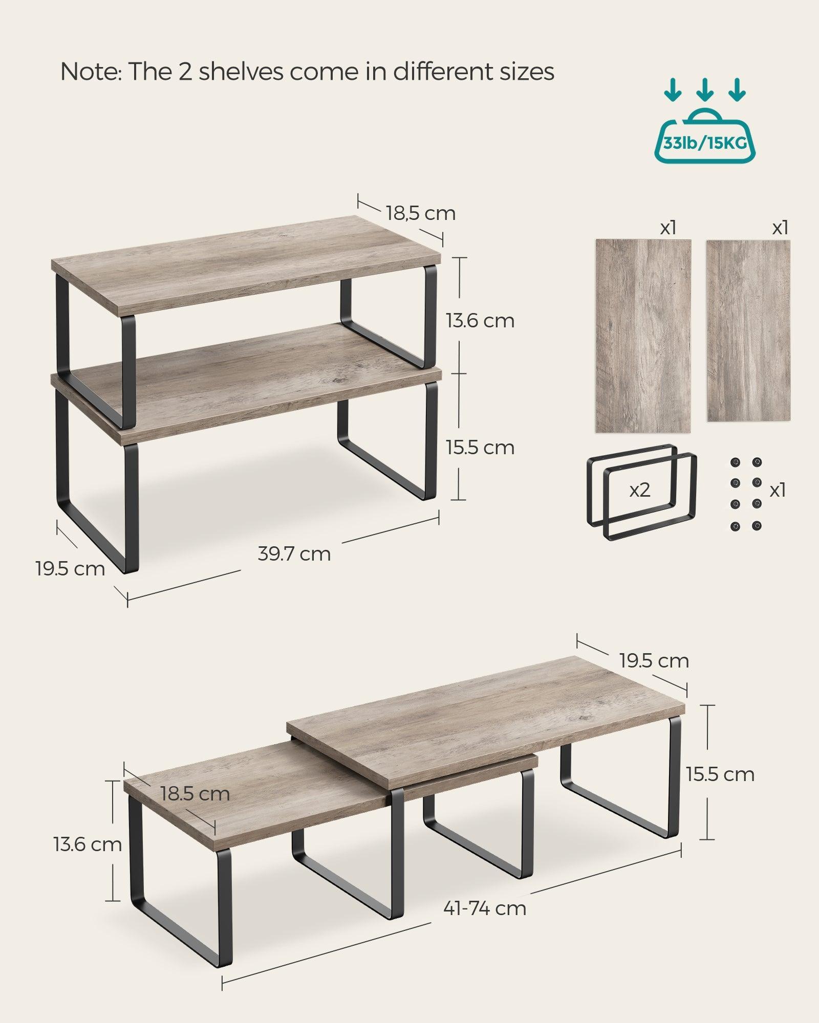 Set of 2 Kitchen Counter Shelves FredCo